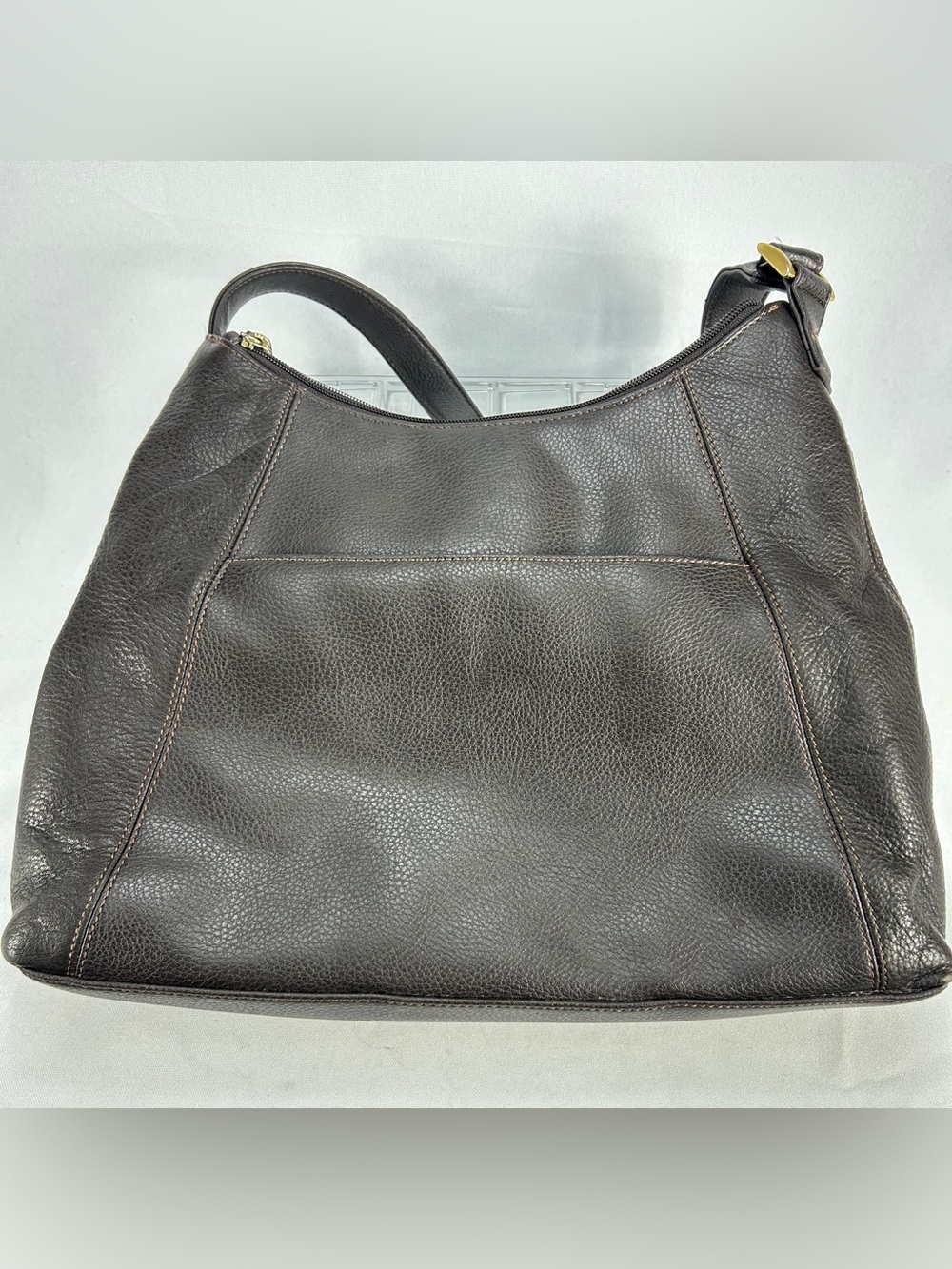 Liz Claiborne Villager Classic Dark Brown Leather Shoulder Bag - Picture 2 of 8